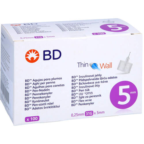 BD Thin Wall Pen-Nadeln 0.25mm(31G)x5mm, 100 Stk., EvivaMed Handelsgesellschaft mbH