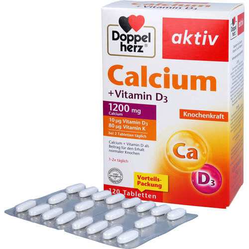 DOPPELHERZ Calcium+Vitamin D3 Tabletten, 120 Stk., Queisser Pharma GmbH & Co. KG