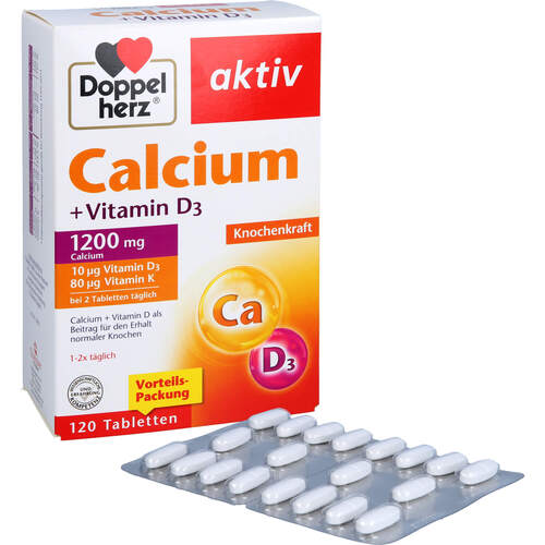 DOPPELHERZ Calcium+Vitamin D3 Tabletten, 120 Stk., Queisser Pharma GmbH & Co. KG
