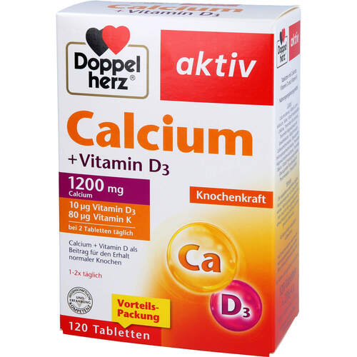 DOPPELHERZ Calcium+Vitamin D3 Tabletten, 120 Stk., Queisser Pharma GmbH & Co. KG