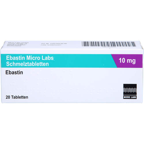 Ebastin Micro Labs 10 mg Schmelztabletten, 20 Stk., Micro Labs GmbH Ebastin Micro Labs 10 mg Schmelztabletten, 20 Stk., Micro Labs GmbH