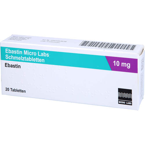 Ebastin Micro Labs 10 mg Schmelztabletten, 20 Stk., Micro Labs GmbH Ebastin Micro Labs 10 mg Schmelztabletten, 20 Stk., Micro Labs GmbH