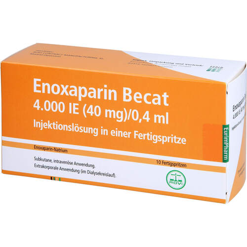 ENOXAPARIN Becat 4.000 I.E. 40mg/0,4ml Inj.-Lsg.FS, 10 St, EurimPharm Arzneimittel GmbH