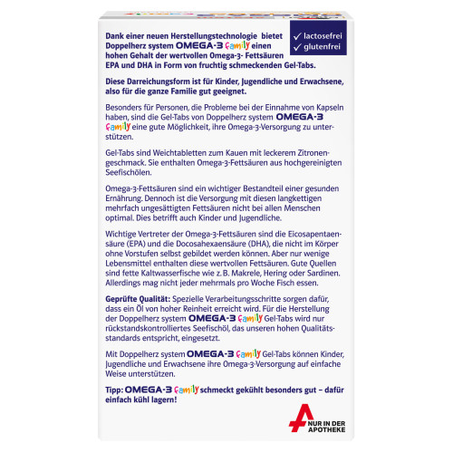 Doppelherz Omega-3 Gel-Tabs family system, 120 Stk., Queisser Pharma GmbH & Co. KG