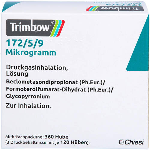 Trimbow 172 ug/5 ug/9 ug Druckgasinhalation 120Hub, 3 ST, Chiesi GmbH