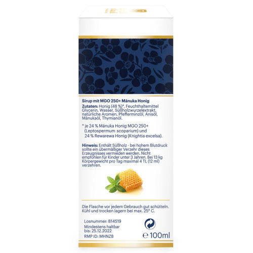 Manuka Health MGO 250+ Manuka Honig Sirup, 100 ml, Hager Pharma GmbH
