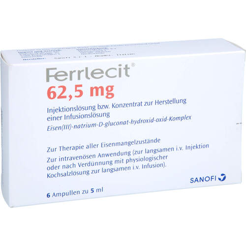 Ferrlecit 62.5 mg Inj.-Lsg.b.Konz.z.H.e.Inf-Lsg., 6X5 ML, Abacus Medicine A/S