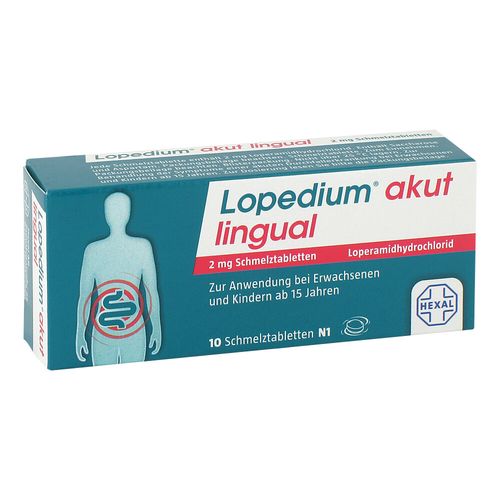 Lopedium akut lingual 2 mg Schmelztabletten, 10 Stk., HEXAL AG Lopedium akut lingual 2 mg Schmelztabletten, 10 Stk., HEXAL AG
