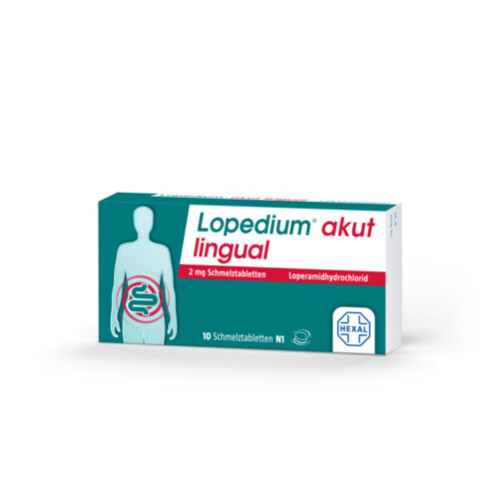 Lopedium akut lingual 2 mg Schmelztabletten, 10 Stk., HEXAL AG
