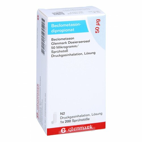 Beclometason Glenmark Dosieraerosol 50 Mikrogramm, 1 Stk., Glenmark Arzneimittel GmbH