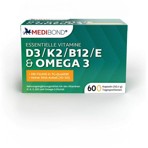 MEDIBOND D3-K2-B12-E & Omega 3, 60 Stk., MEDIBOND Healthcare GmbH