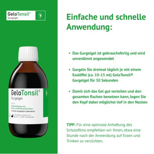 GeloTonsil Gurgelgel lindert Halsschmerzen und Schluckbeschwerden, 200 ml, G. Pohl-Boskamp GmbH & Co. KG