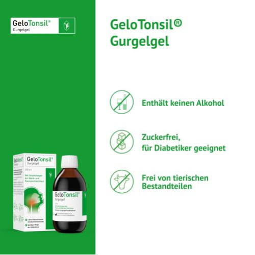 GeloTonsil Gurgelgel lindert Halsschmerzen und Schluckbeschwerden, 200 ml, G. Pohl-Boskamp GmbH & Co. KG