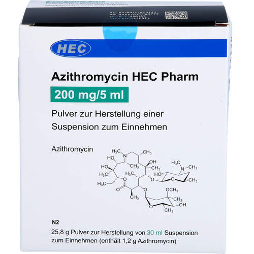 Azithromycin HEC Pharm 200 mg/5 ml P.z.H.e.Susp., 30 ml, Hec Pharm GmbH