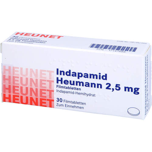 Indapamid Heumann 2.5 mg Filmtabletten Heunet, 30 Stk., Heunet Pharma GmbH