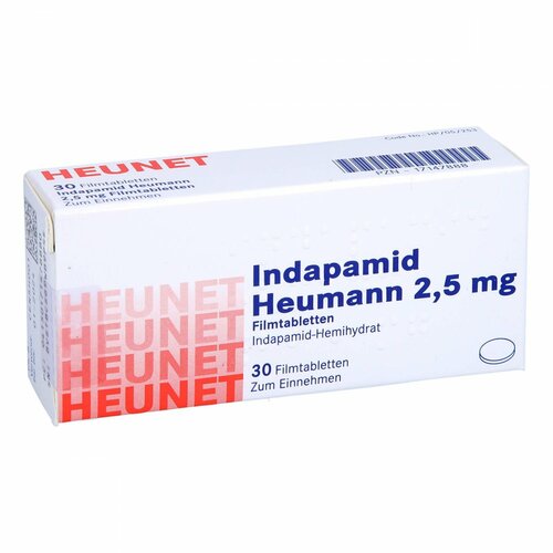 Indapamid Heumann 2.5 mg Filmtabletten Heunet, 30 Stk., Heunet Pharma GmbH