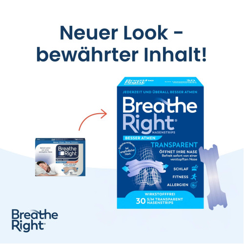 Besser Atmen Breathe Right Nasenpflaster trans nor, 30 Stk., Pharma Netzwerk Pnw GmbH