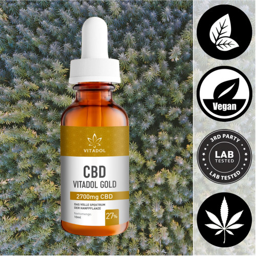 CBD27% Bio Hanfextrakt Öl - Vitadol Gold, 10 ml, Endower GmbH