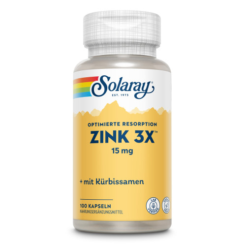 Zink 3X 15 mg Solaray, 100 Stk., Supplementa GmbH