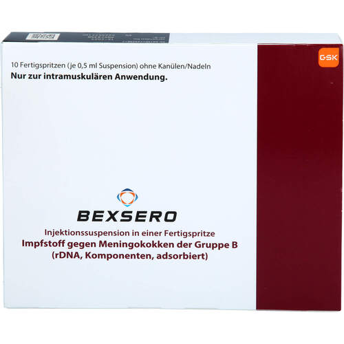 Bexsero Injektionssuspension i.e.Fertigspritze, 10x0,5 ml, GlaxoSmithKline GmbH & Co. KG