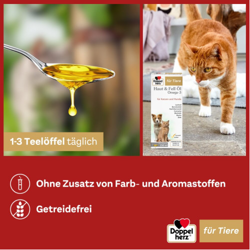 Doppelherz f&uuml;r Tiere Haut&Fell &Ouml;l f&uuml;r Katzen+Hunde, 250 ml, Queisser Pharma GmbH & Co. KG