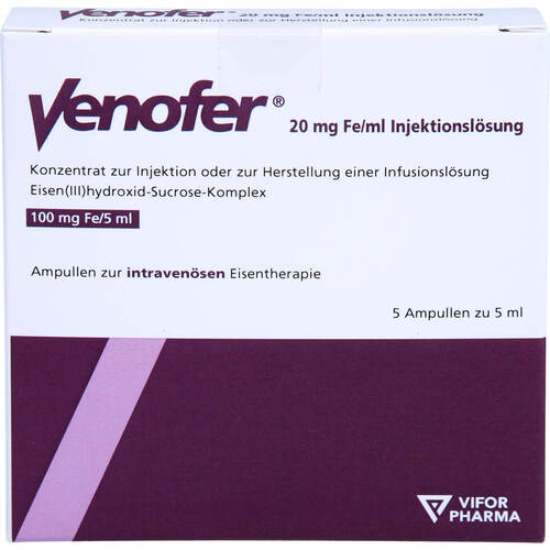 Venofer 20 mg Fe/ml Injektionslösung Ampullen, 5x5 ml, 1 0 1 Carefarm GmbH