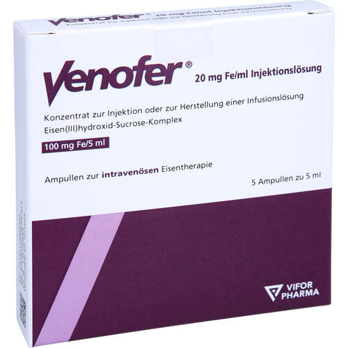 Venofer 20 mg Fe/ml Injektionslösung Ampullen, 5x5 ml, 1 0 1 Carefarm GmbH