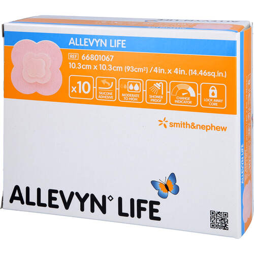 Allevyn Life 10.3x10.3 cm Silikonschaumverband, 10 Stk., Crosp Medical GmbH