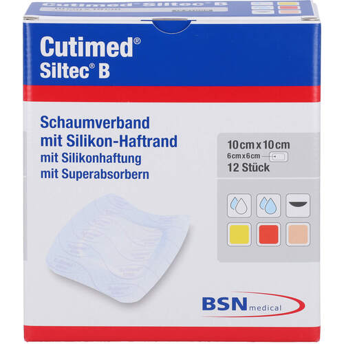 CUTIMED Siltec B Schaumverb.10x10 cm m.Haftr., 12 Stk., + Prisoma GmbH