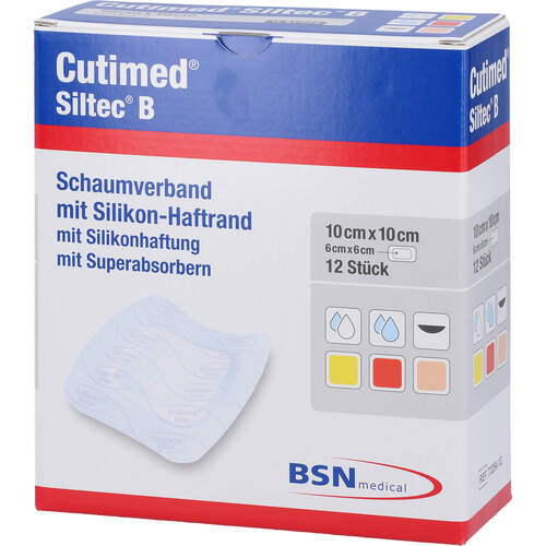 CUTIMED Siltec B Schaumverb.10x10 cm m.Haftr., 12 Stk., + Prisoma GmbH