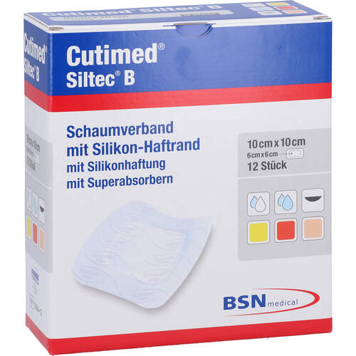 CUTIMED Siltec B Schaumverb.10x10 cm m.Haftr., 12 Stk., + Prisoma GmbH