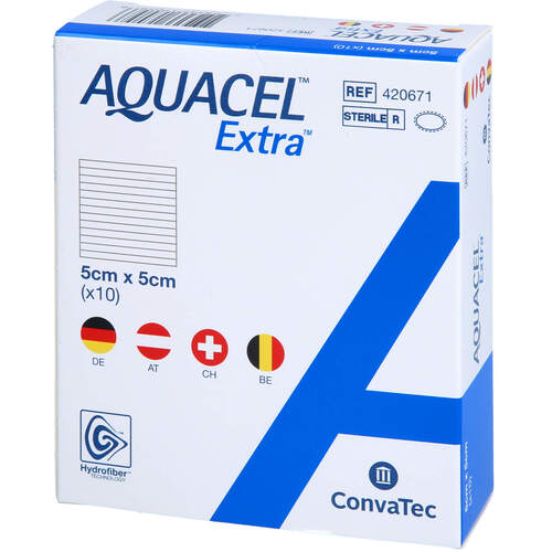 AQUACEL Extra 5x5cm Verband, 10 Stk., ToValCare GmbH