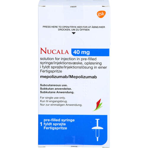 Nucala 40 mg Injektionsl&ouml;sung i.e. Fertigspritze, 1x0,4 ml, GlaxoSmithKline GmbH & Co. KG