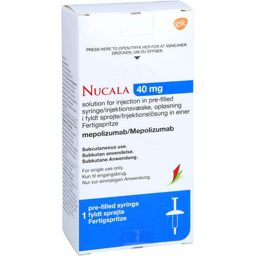 Nucala 40 mg Injektionsl&ouml;sung i.e. Fertigspritze, 1x0,4 ml, GlaxoSmithKline GmbH & Co. KG