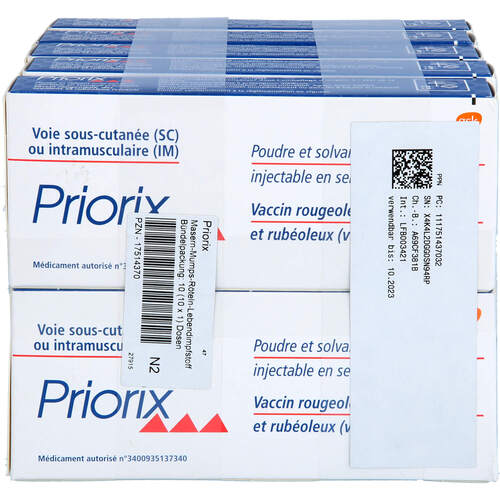 Priorix Masern Mumps Röteln P.u.LM H.Inj.L.i.e.FS., 10 Stk., Docpharm GmbH