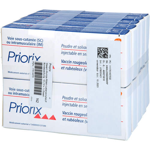 Priorix Masern Mumps Röteln P.u.LM H.Inj.L.i.e.FS., 10 Stk., Docpharm GmbH