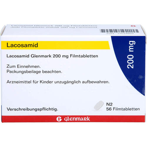 Lacosamid Glenmark 200 mg Filmtabletten, 56 Stk., Glenmark Arzneimittel GmbH