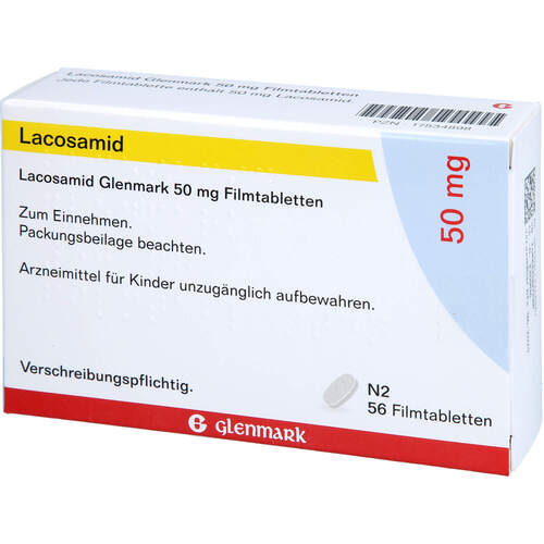 Lacosamid Glenmark 50 mg Filmtabletten, 56 ST, Glenmark Arzneimittel GmbH