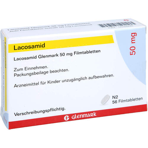 Lacosamid Glenmark 50 mg Filmtabletten, 56 Stk., Glenmark Arzneimittel GmbH