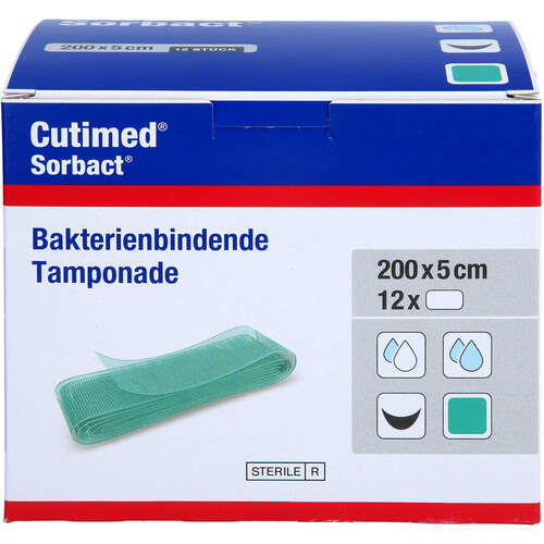 CUTIMED Sorbact Tamponaden 5x200 cm, 12 Stk., Aca Müller/Adag Pharma AG CUTIMED Sorbact Tamponaden 5x200 cm, 12 Stk., Aca Müller/Adag Pharma AG