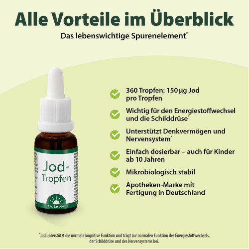 Dr. Jacob's Jod-Tropfen 150 mcg 400 Tropfen vegan, 20 ml, Dr. Jacob's Medical GmbH