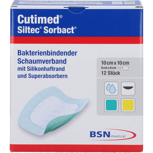 Cutimed Siltec Sorbact Pu-Verb.10X10 cm, 12 Stk., Avitamed GmbH