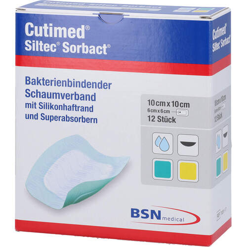Cutimed Siltec Sorbact Pu-Verb.10X10 cm, 12 Stk., Avitamed GmbH
