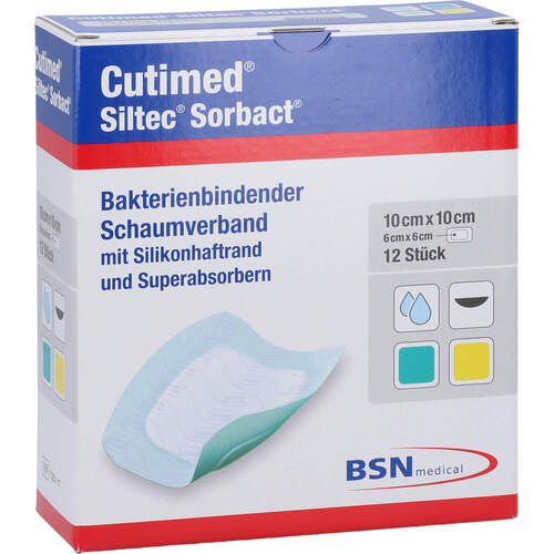Cutimed Siltec Sorbact Pu-Verb.10X10 cm, 12 Stk., Avitamed GmbH