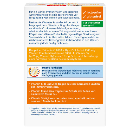 Doppelherz Vitamin C 1000+D3+Zink Depot, 30 Stk., Queisser Pharma GmbH & Co. KG