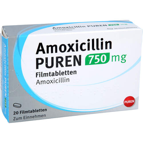 Amoxicillin PUREN 750 mg Filmtabletten, 20 Stk., PUREN Pharma GmbH & Co. KG