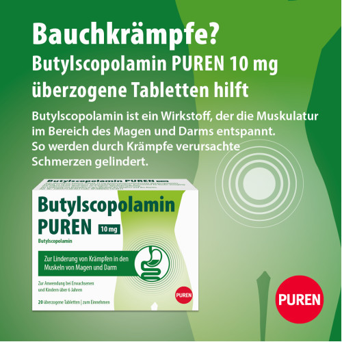Butylscopolamin PUREN 10 MG überzogene Tabletten, 20 Stk., PUREN Pharma GmbH & Co. KG