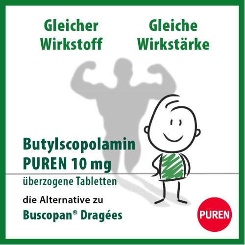 Butylscopolamin PUREN 10 MG überzogene Tabletten, 20 Stk., PUREN Pharma GmbH & Co. KG