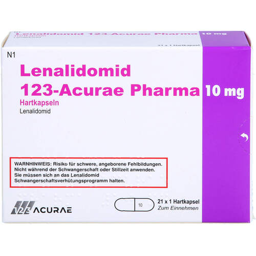 Lenalidomid 123-Acurae Pharma 10mg Hartkapseln, 21 Stk., 123 Acurae Pharma GmbH Lenalidomid 123-Acurae Pharma 10mg Hartkapseln, 21 Stk., 123 Acurae Pharma GmbH