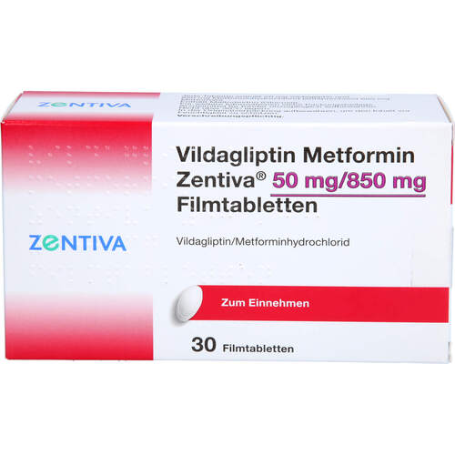 Vildagliptin Metformin Zentiva 50 mg/850 mg FTA, 30 Stk., Zentiva Pharma GmbH